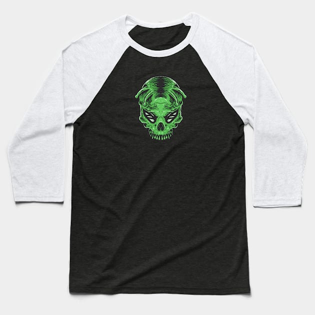 Alien skull Baseball T-Shirt by Luckyart11
